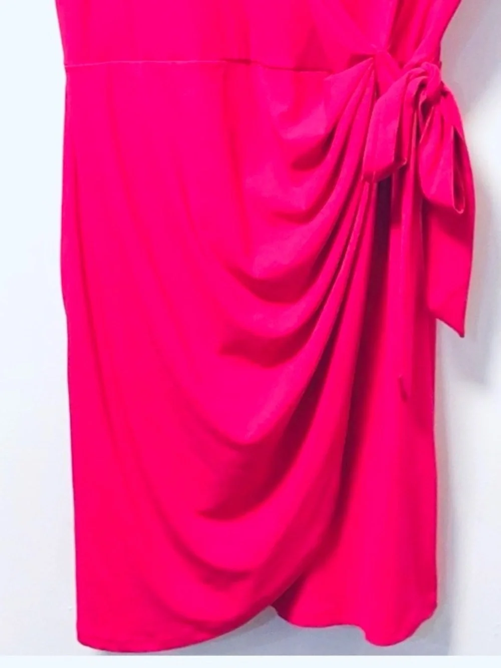 INC International Concepts Faux Wrap Fuchsia Stretch Dress Large NWT - Picture 4 of 6